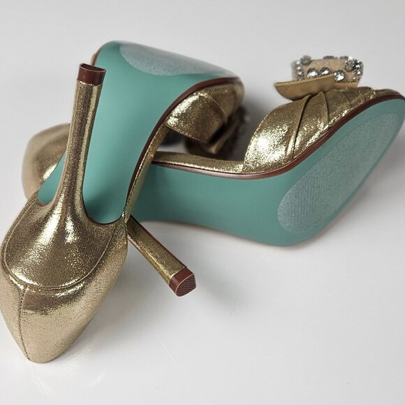 Betsey Johnson SB-LNDN GOLD Formal Heel Silver Rhinestones Princess Core - Picture 12 of 15